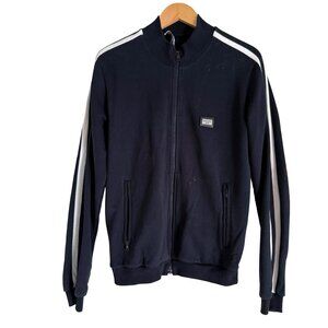 size 52 Dolce & Gabbana Black Full-Zip Track Jacket White Arm stripes, logo ches